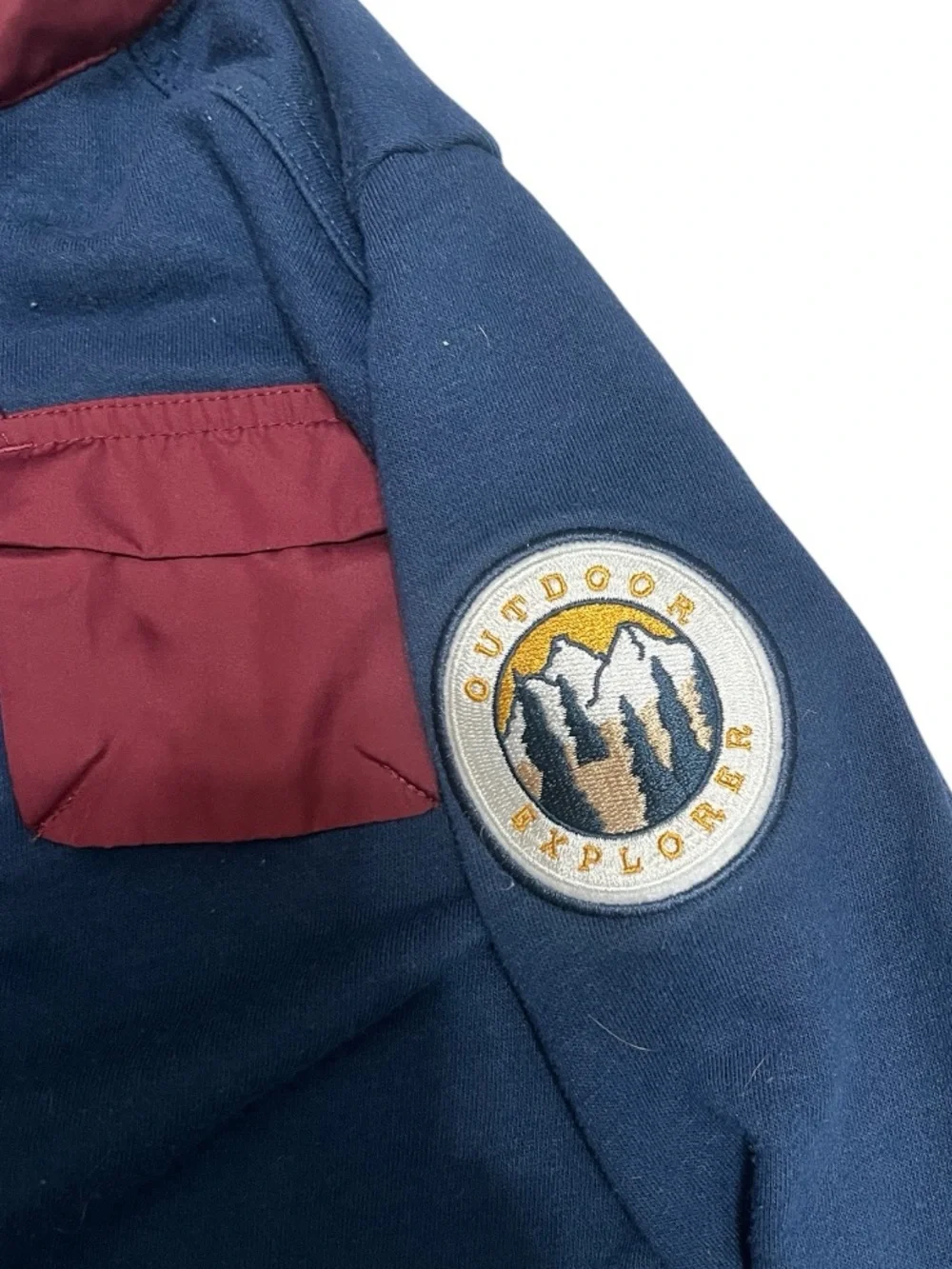 Kids Navy and Burgundy Zip-Up Hooded Sweatshirt
